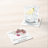 Weiße Orchideen getrocknete Palm Burgund Blumenzeh Rechteckiger Pappuntersetzer (Vor Ort)