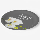 Weiße Orchideen Hochzeitskuppel - Ursprünge & Datu Pappteller (Schrägansicht)