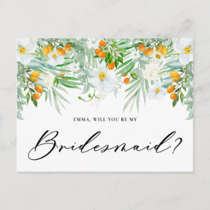 Weiße Orchideen & Kumquats Wirst du meine Brautjun Postkarte