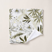 Weiße Orchideen mit tropischen Blätter Badhandtuch Set (Waschlappen)