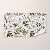 Weiße Orchideen mit tropischen Blätter Badhandtuch Set (Handtuch)