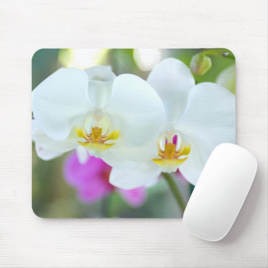 Weiße Orchideen Mousepad (Mit Mouse)