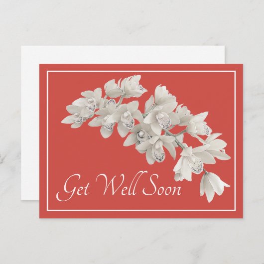 Weiße Orchideen Orangefarbener Hintergrund wird ba Postkarte (Vorne/Hinten)