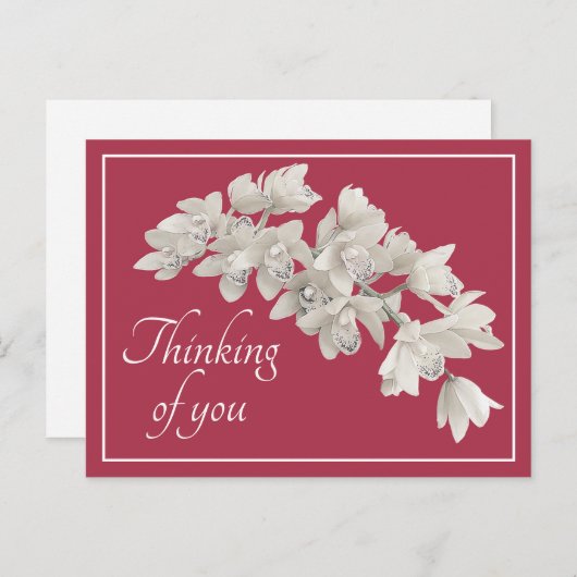 Weiße Orchideen Rosa Hintergrund Denken Sie an Sie Postkarte (Vorne/Hinten)