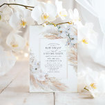 Weiße Orchideen-Rose und Pampas-Gras-Hochzeit Einladung<br><div class="desc">Dies ist eine schöne moderne Aquarell-Neutrals-Hochzeit Einladung</div>