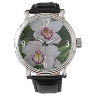 Weiße Orchideen Schöne tropische Blume Armbanduhr