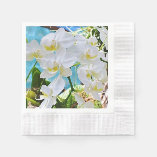 Weiße Orchideen Serviette (Vorderseite)