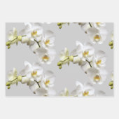 Weiße Orchideen Silbergraue Papiertüten Geschenkpapier Set (Vorderseite 2)