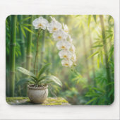 Weiße Orchideen und Bambus Mousepad (Vorne)