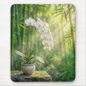 Weiße Orchideen und Bambus Mousepad (Vorne)