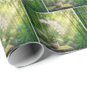 Weiße Orchideen und Bambuswald Geschenkpapier (Rolleneckpunkt)