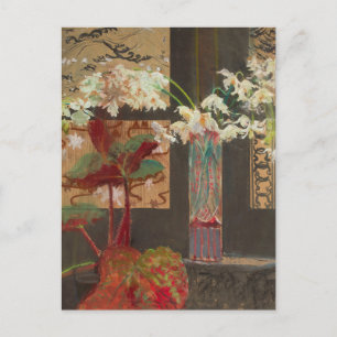 Weiße Orchideen und eine Peonie   Leon Wyczółkowsk Postkarte
