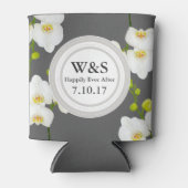 Weiße Orchideen und graue Hochzeit Dosenkühler (Vorderseite)