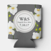 Weiße Orchideen und graue Hochzeit Dosenkühler (Rückseite)