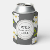 Weiße Orchideen und graue Hochzeit Dosenkühler (Kanne Rückseite)