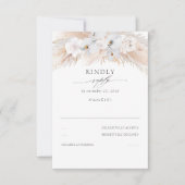 Weiße Orchideen und Rose getrocknete Pampas Hochze RSVP Karte (Vorderseite)