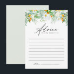 Weiße Orchideen und tropisches Brautparty Kumquats Hinweiskarte<br><div class="desc">Frag den Gästen,  ihre Ratschläge verlassen und wünscht der zukünftigen Braut diese Blumenberatungskarte für das Brautparty. Es verfügt über eine blühende Aquarellgarage mit weißen Orchideen,  Grünpflanzen und Kumquats. Diese tropische Blumenempfehlung für die Brautkarte ist ideal für die Brautpartys im Sommer. Personalisieren Sie Ihre eigenen Texte.</div>