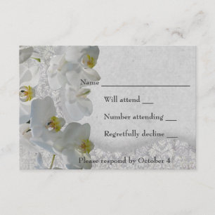 Weiße Orchideen Vintag Damask UAWG RSVP Karte
