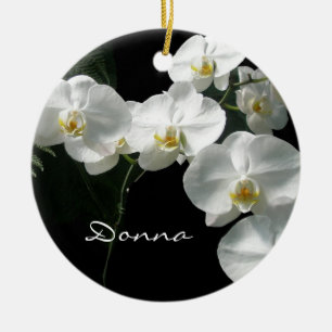 Weiße Orchideen-Weihnachtsverzierung Keramik Ornament