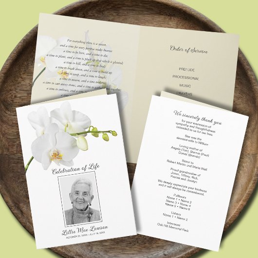 Weiße Orchideenbeerdigung zum Foto des Lebens Programm