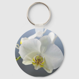 Weiße Orchideenblüte Schlüsselanhänger