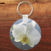 Weiße Orchideenblüte Schlüsselanhänger (Vorderseite)