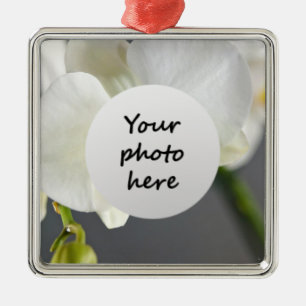 Weiße Orchideenblüte Silbernes Ornament