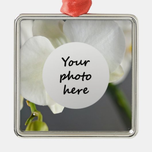 Weiße Orchideenblüte Silbernes Ornament (Vorne)