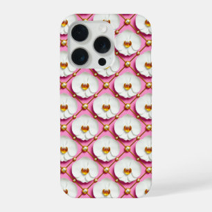 Weiße Orchideenblüten Luxus ✨ Weiße Blumen Gold iPhone 15 Pro Hülle