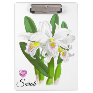Weiße Orchideenblüten Personalisierte Klemmbrett