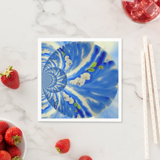 Weiße Orchideenlackierung, Wolken Mandala Serviette (Beispiel)