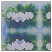 Weiße Orchideenmalerei, botanisches Grün Stoff (Nahaufnahme)