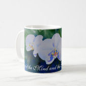 Weiße Orchideenmalerei, Grünpflanzen Kaffeetasse (Vorderseite Links)