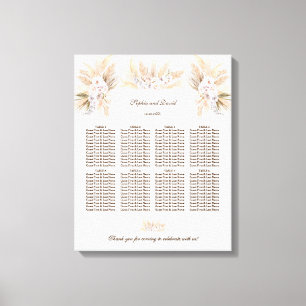 Weiße Orchideenpampas-Hochzeitstabelle Leinwanddruck