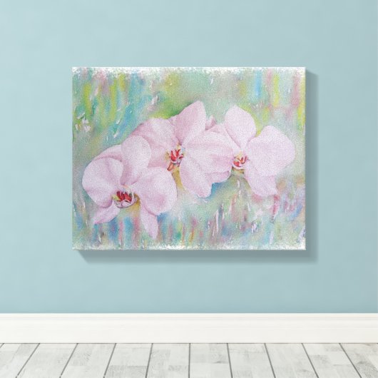 WEISSE ORCHIDEN WRAPPED CANVAS MALERIEREN LEINWANDDRUCK (Insitu (Holzboden))