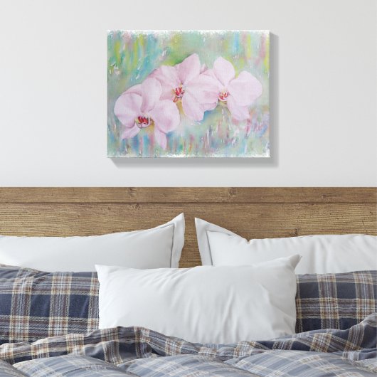 WEISSE ORCHIDEN WRAPPED CANVAS MALERIEREN LEINWANDDRUCK (Insitu (Schlafzimmer))