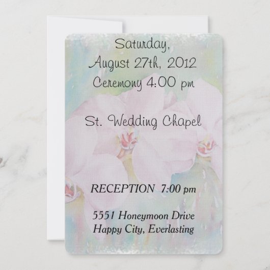 WEISSE ORCHIDEN ZOLLBREITE EINLADUNG (Rückseite)