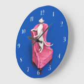 Weiße Oriental Katze runde Uhr (Winkel)