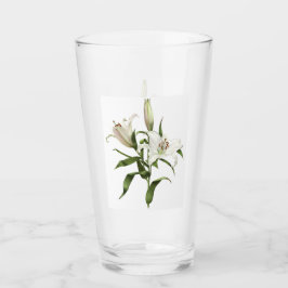 Weiße Orientalische Lily Blumen Botanische Kunst Glas