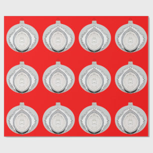 Weiße Ornamente auf rotem Papier Geschenkpapier