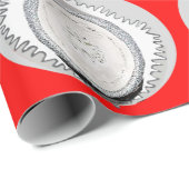 Weiße Ornamente auf rotem Papier Geschenkpapier (Rolleneckpunkt)