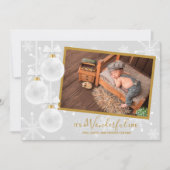 Weiße Ornamente Weihnachten Geburtshinweise (Vorderseite)