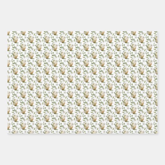 Weiße Ostereier Gemustert Geschenkpapier Set (Vorderseite 2)