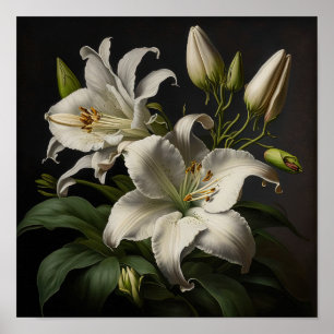 Weiße Osterglocken-Blumen Kunst Druck Poster