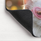 Weiße Osterkatze mit Hasenohren Mousepad (Ecke)