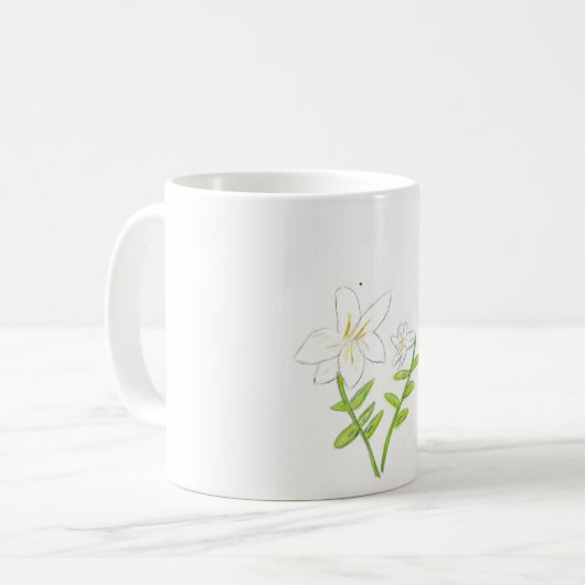 Weiße Osterlilie Kaffeetasse (Vorderseite Links)