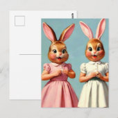 Weiße Ostern Bunny Girls Postkarte (Vorne/Hinten)