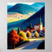 Weiße österreichische Landschaft Kunst drucken Poster (Vorne)