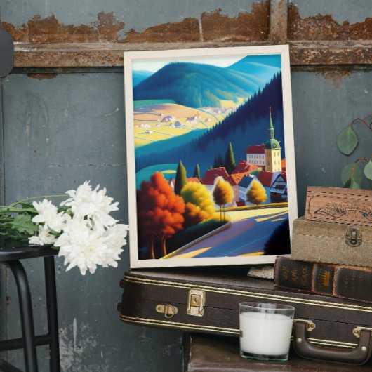 Weiße österreichische Landschaft Kunst drucken Poster