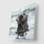 Weiße Otter Quadratische Wanduhr (Winkel)